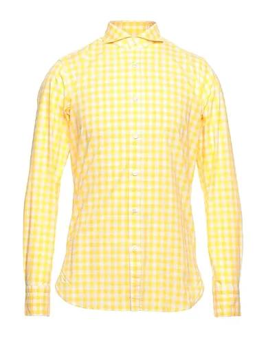 Yellow Plain weave Checked shirt
