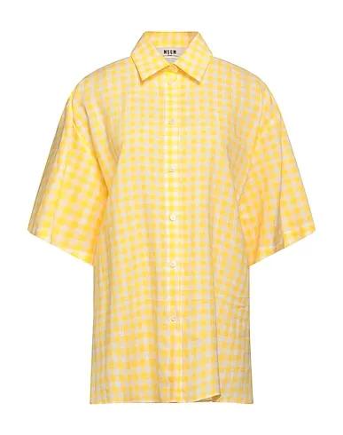 Yellow Plain weave Checked shirt
