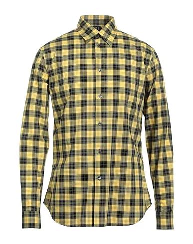 Yellow Plain weave Checked shirt
