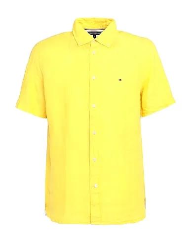 Yellow Plain weave Linen shirt