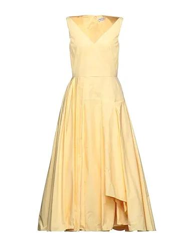 Yellow Plain weave Midi dress