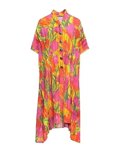 Yellow Plain weave Midi dress