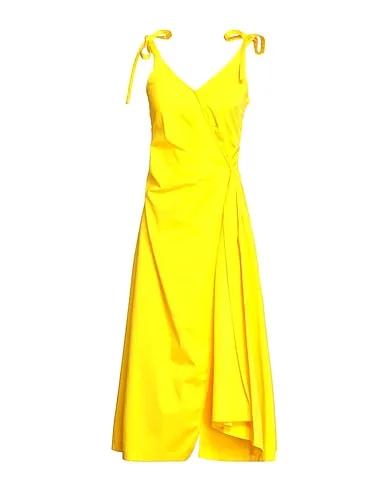 Yellow Plain weave Midi dress