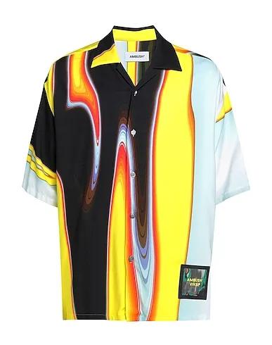 Yellow Plain weave Patterned shirt