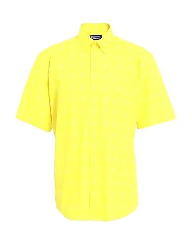 Yellow Plain weave Patterned shirt