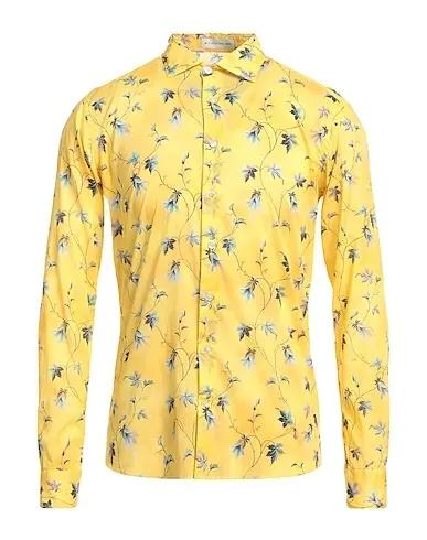 Yellow Plain weave Patterned shirt