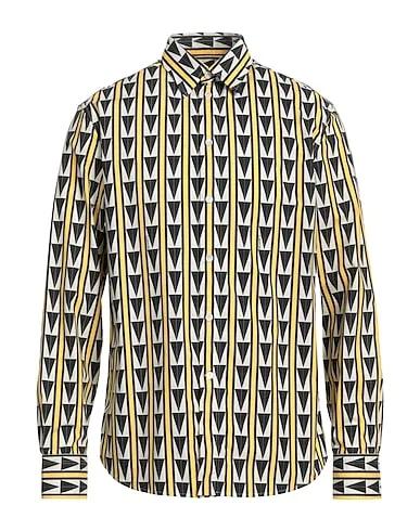 Yellow Plain weave Patterned shirt