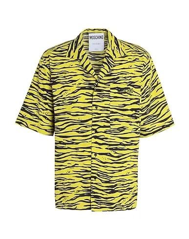 Yellow Plain weave Patterned shirt