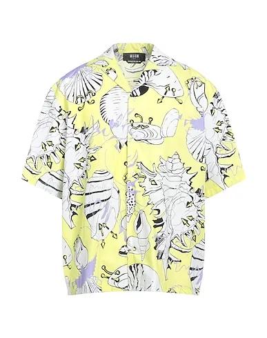 Yellow Plain weave Patterned shirt