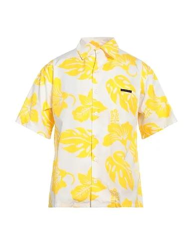 Yellow Plain weave Patterned shirt