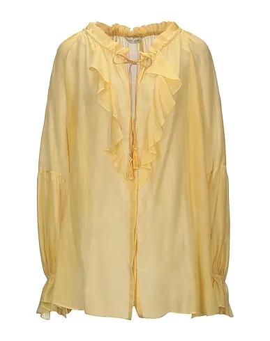 Yellow Plain weave Shirts & blouses with bow