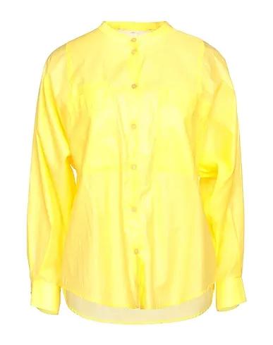 Yellow Plain weave Solid color shirts & blouses
