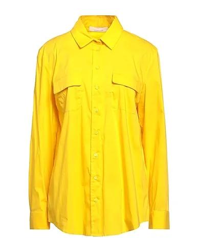 Yellow Poplin Solid color shirts & blouses