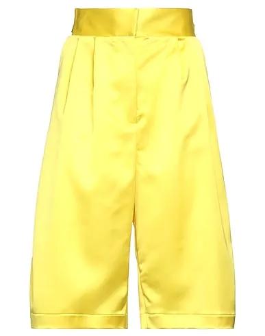 Yellow Satin Cropped pants & culottes