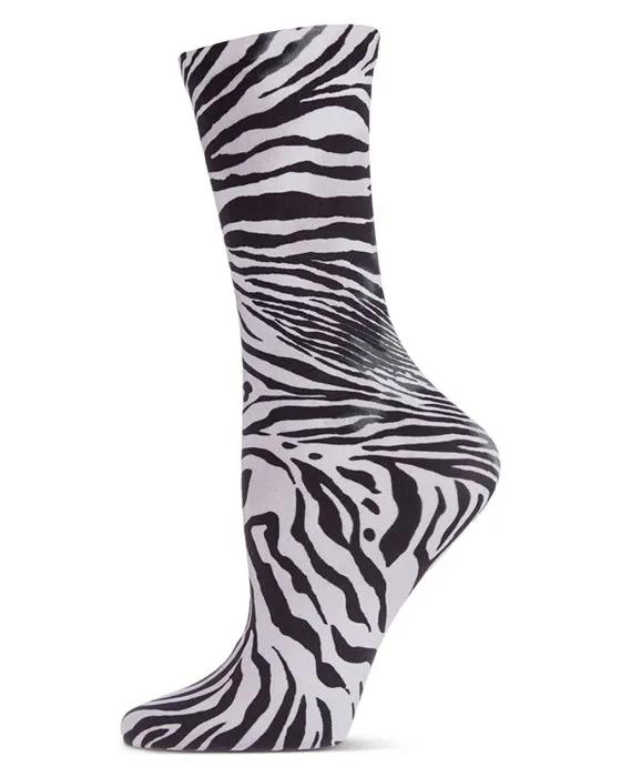 Zebra Print Crew Socks