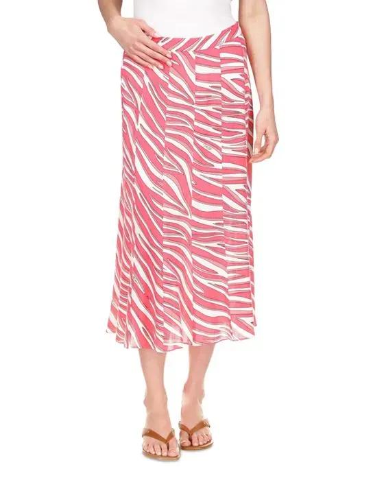 Zebra Print Midi Skirt