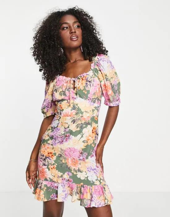 Zoey sweetheart mini dress in floral print