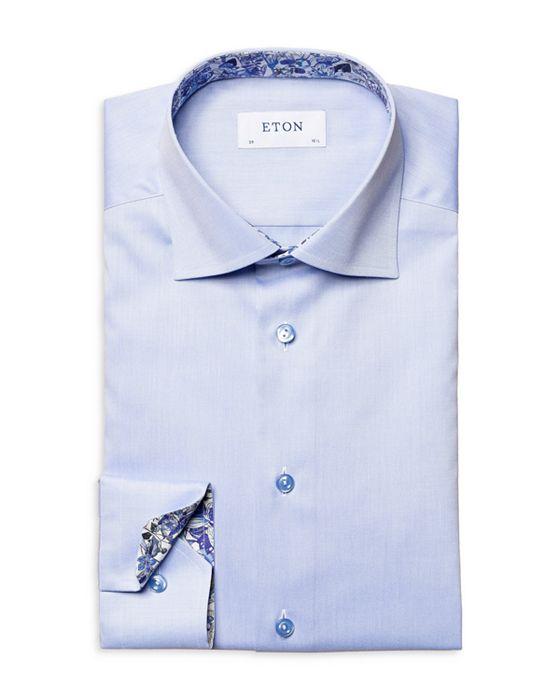 Contemporary Fit Twill Floral Detail Dress Shirt