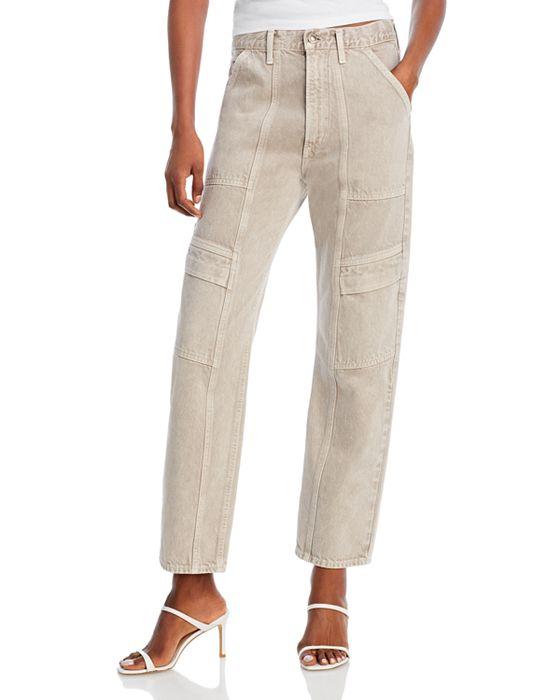 Cooper Organic Cotton High Rise Straight Leg Cargo Jeans in Drab