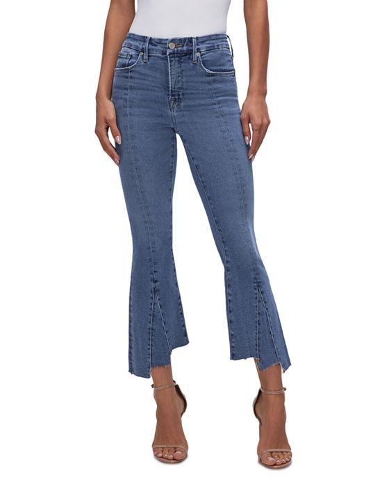 Good Legs Asymmetric High Rise Cropped Flare Jeans in I549