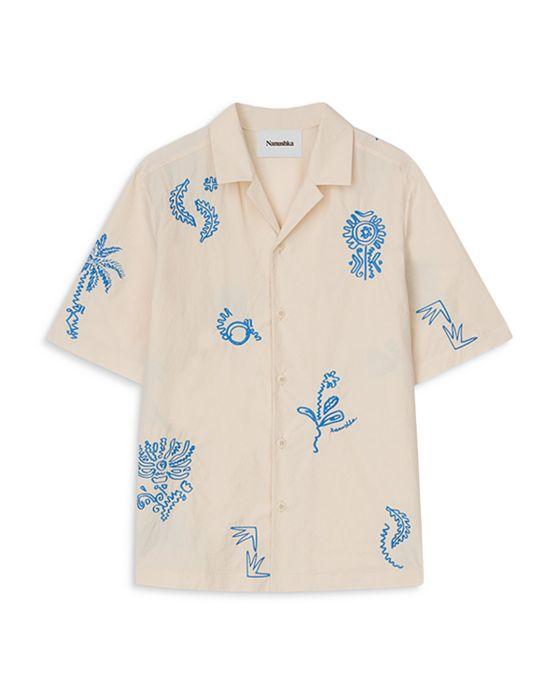 Bodil Short Sleeve Embroidered Floral Camp Shirt