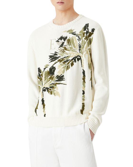 Palm Leaf Crewneck Sweater