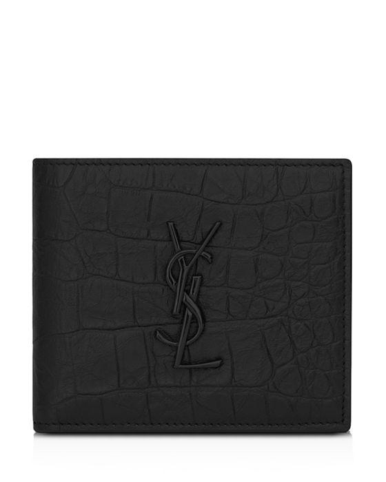 Croc Embossed Monogram Bi Fold Wallet