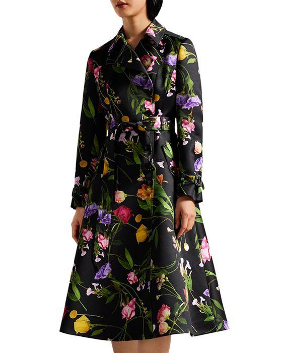 Moiraa Floral Print Trench Coat