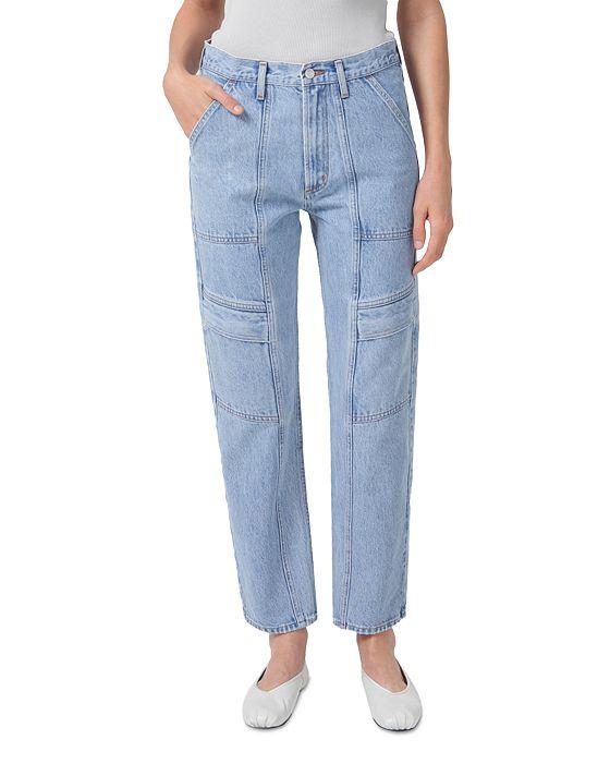 Cooper High Rise Straight Leg Cargo Jeans in Rank