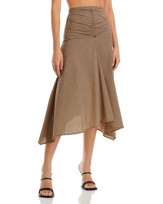 Gingham Asymmetric Midi Skirt