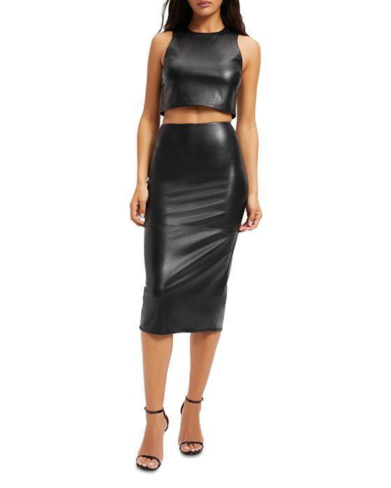 Better Than Leather Faux Leather Midi Pencil Skirt