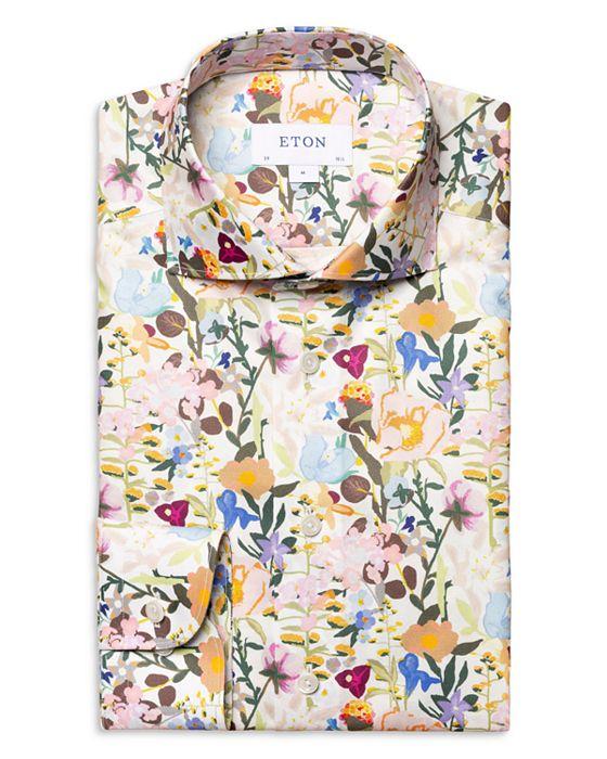 Cotton Floral Mélange Print Slim Fit Dress Shirt