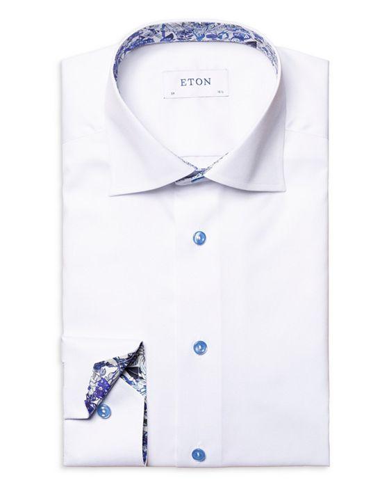 Contemporary Fit Twill Floral Detail Dress Shirt