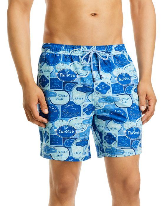 7" Vintage Labels Print Swim Shorts