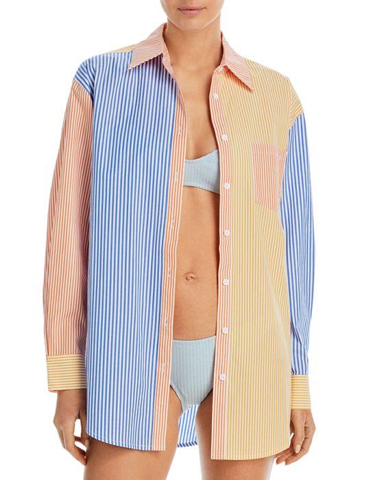 The Oxford Color Block Stripe Tunic Swim Cover-Up