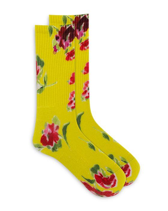 Watermark Floral Print Crew Socks