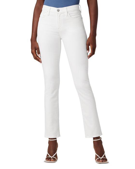 Nico Mid Rise Straight Ankle Jeans in White