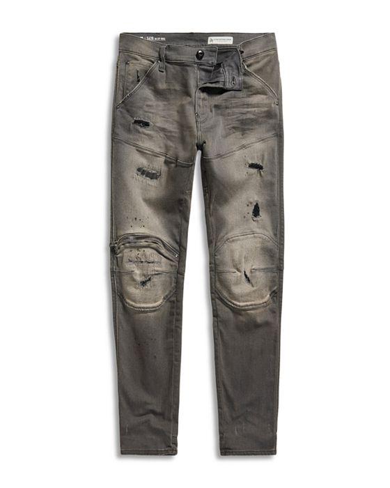 5620 3D Knee-Zip Skinny Fit Jeans in Sun Faded Cement