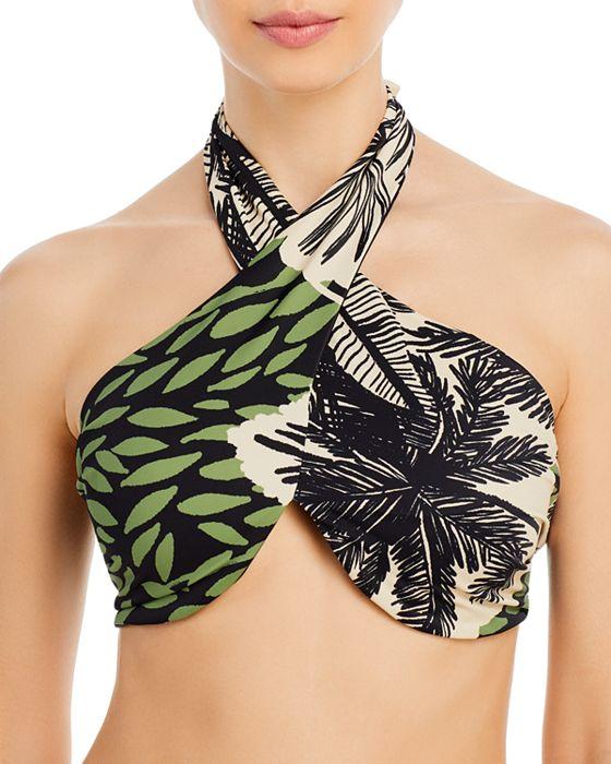 Expresión Africana Foliage Print Halter Bikini Top