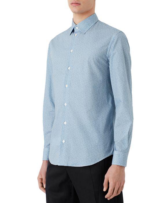 Cotton Blend Geo Print Regular Fit Button Down Shirt