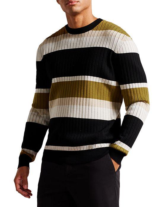 Array Stripe Ribbed Crewneck Sweater