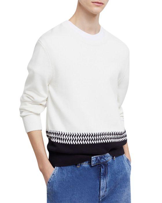 Franges Tresses Cotton Color Blocked Crewneck Sweater
