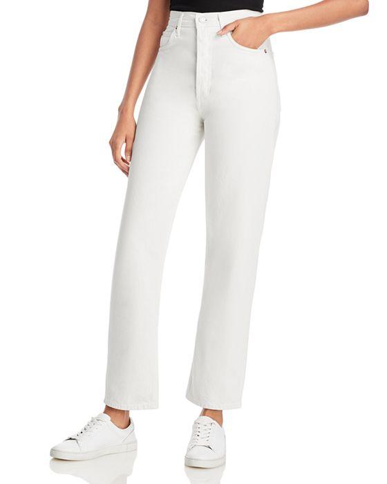 Cinched High Waist Straight Jeans in Drum