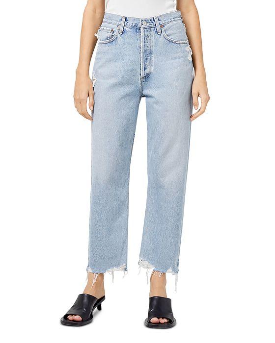 '90s High Rise Cropped Straight Leg Jeans in Nerve