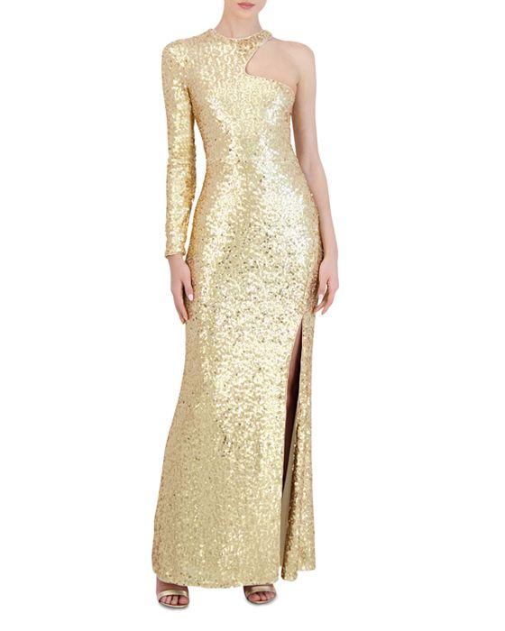 One Sleeve Sequin Evening Gown