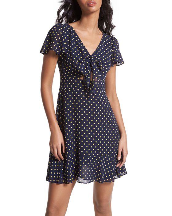 Astor Dotted Bow Front Cutout Dress