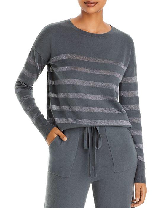 Metallic Striped Crewneck Sweater
