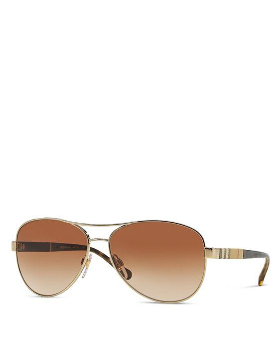 Honey Check Aviator Sunglasses, 59mm