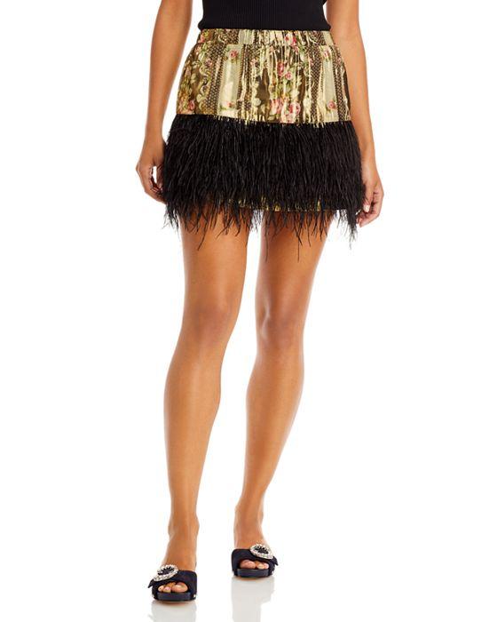 Risha Feather Trim Mini Skirt