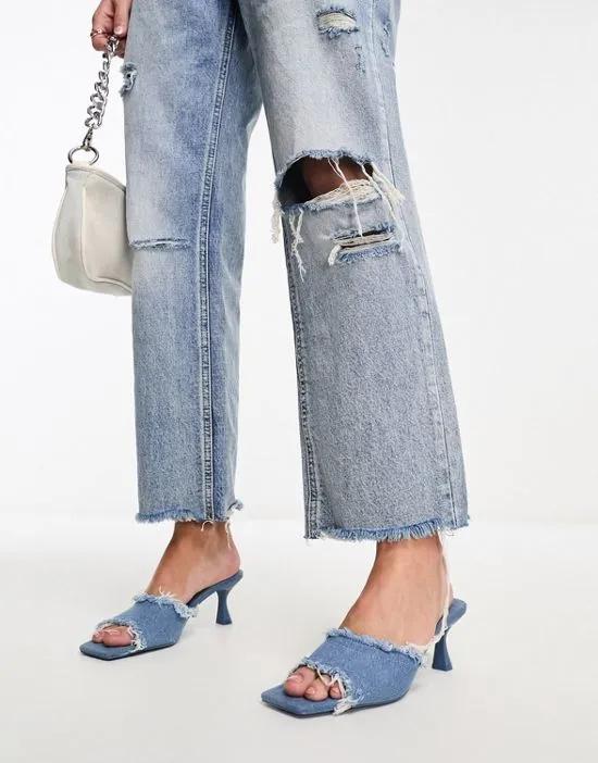 00s denim heeled mule in washed blue